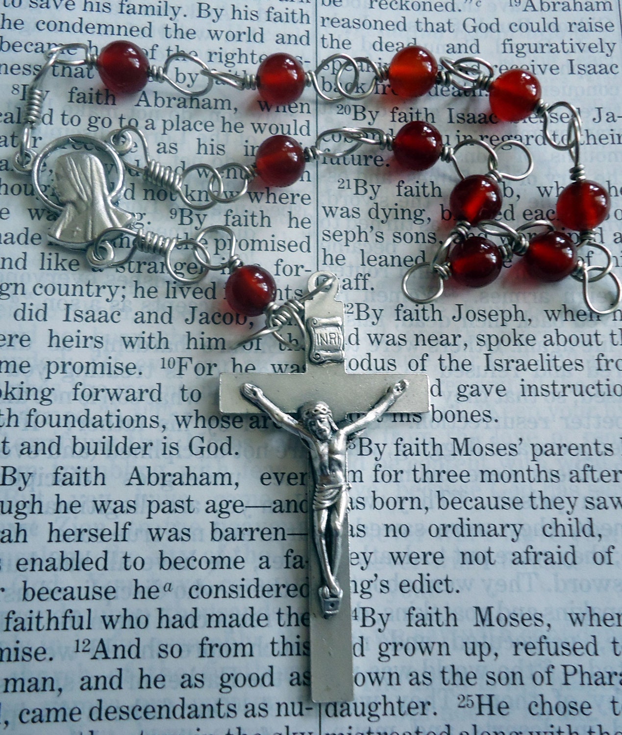 Unbreakable pocket rosary - Red Carnelian