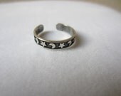 Sterling Silver 925 Moon A Star Adjustable Toe Ring