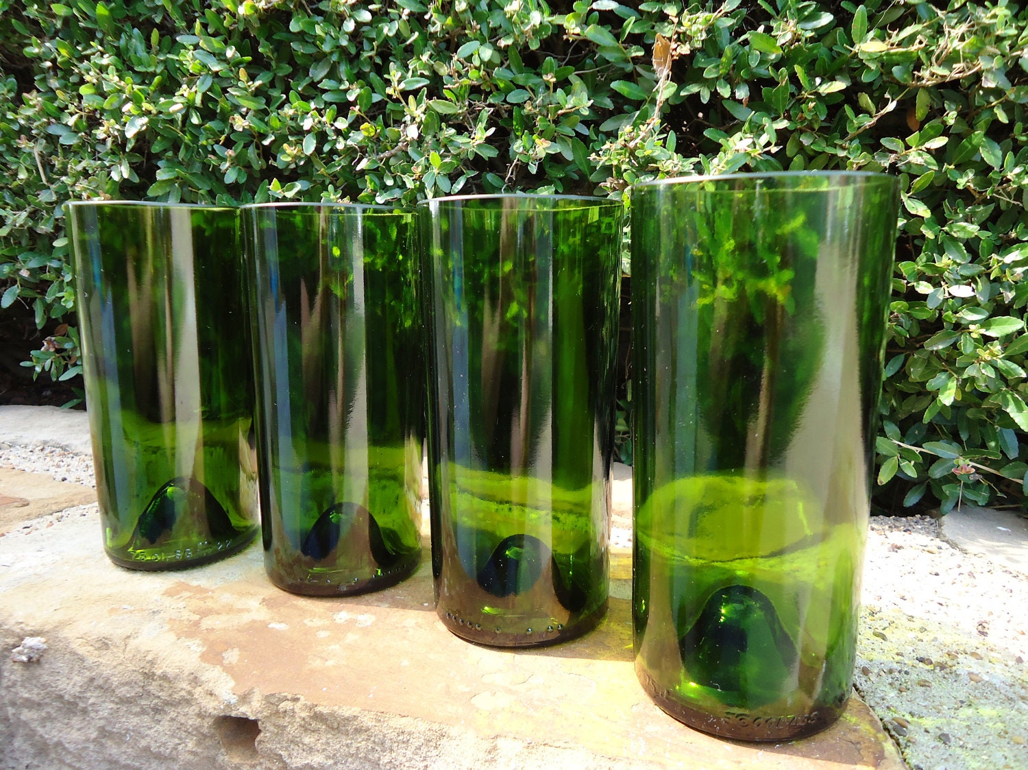 Wine Bottle Glasses Like Pint Glasses but Better in Pine Green 20 oz Set of 4