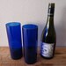 Upcycled Skyy Vodka Bottle Tumblers Drinking Glasses Tall Cobalt Blue Set of 2