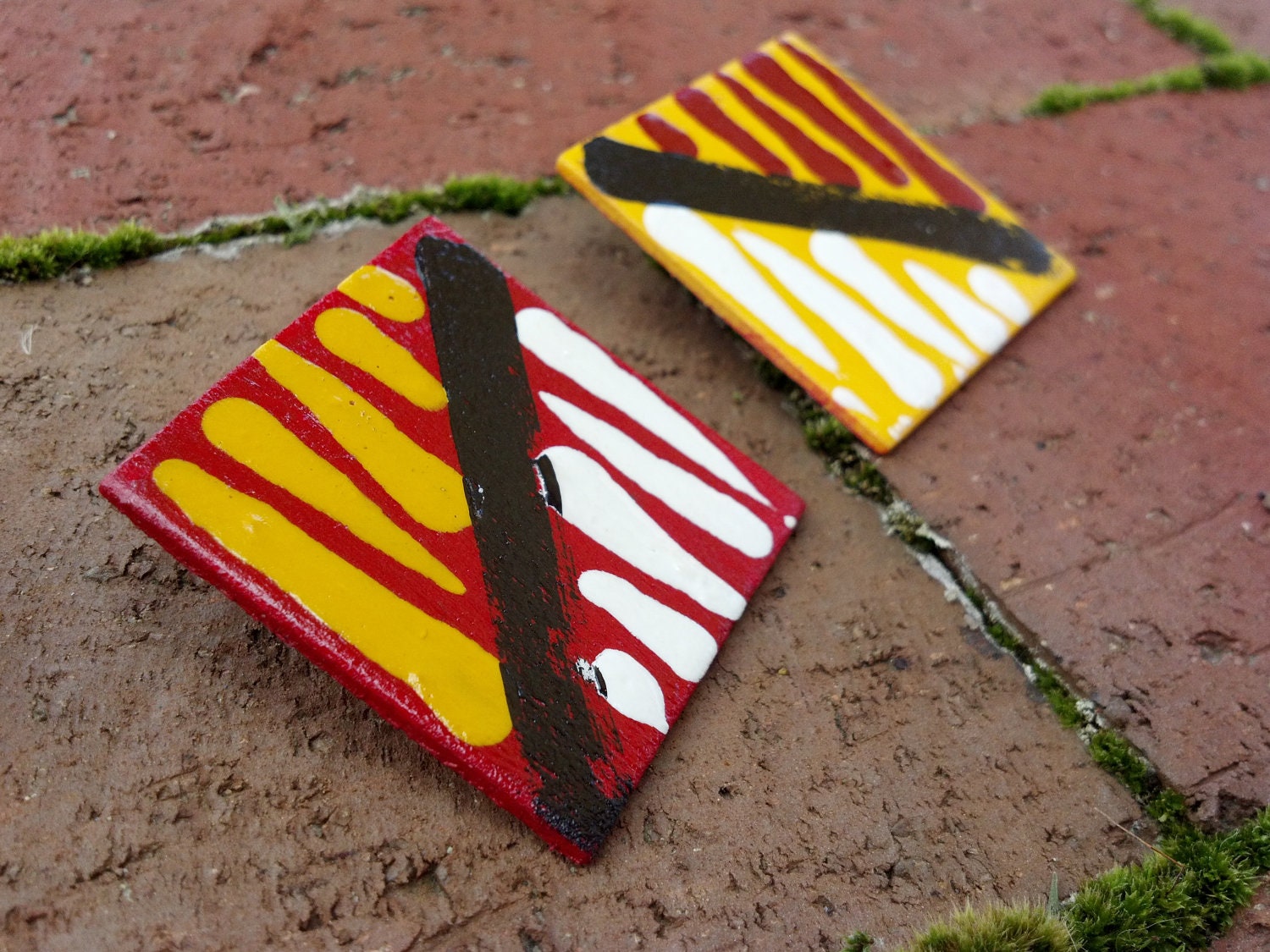 Redskins Striped Wooden Earrings