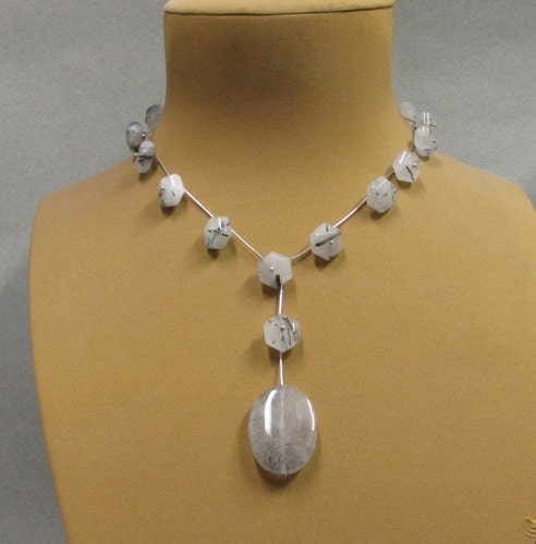 Tourmalinated quartz necklace