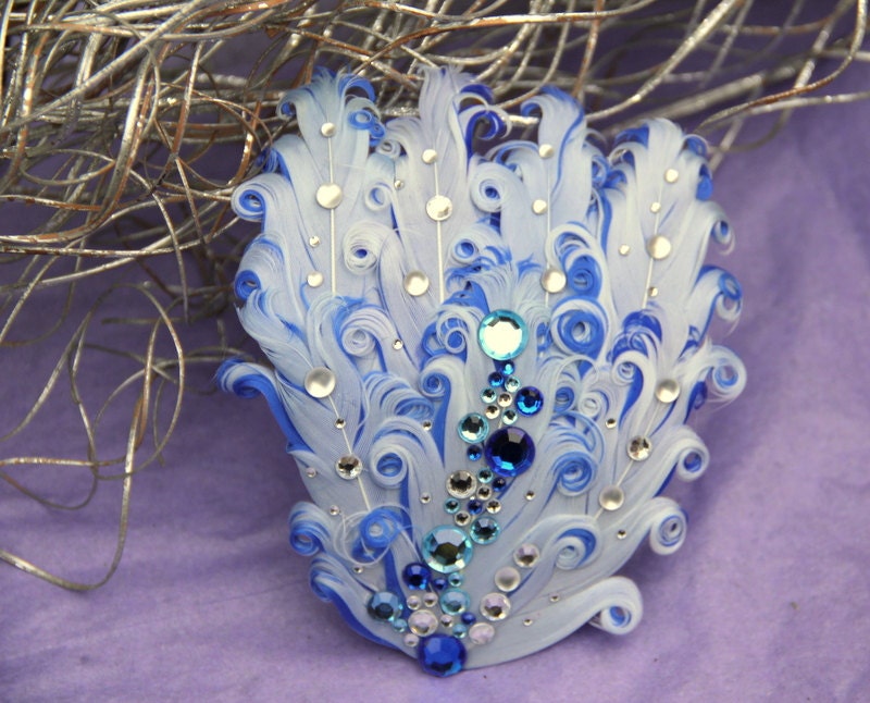 Starry Ocean Skies glittering blue ocean fascinator or mermaid headband hair clip-girl or woman prom, beach wedding,  headpiece, fairy