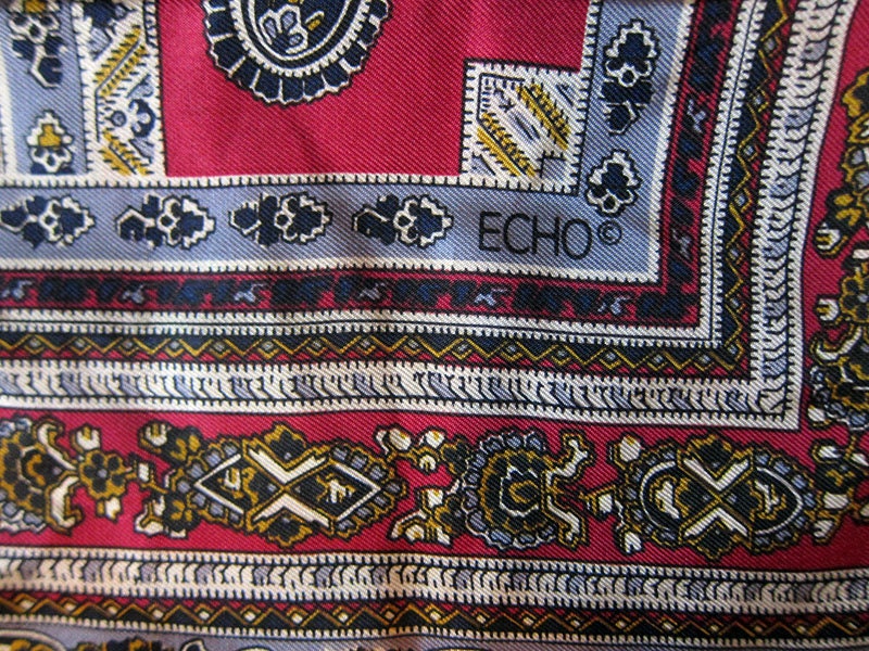 Scarf Echo Scarf - Silk Scarf Silk - Designer Scarf - Paisley Scarf - Pattern Scarf - Geometric Scarf - Big Scarf - Hair Scarf - Head Scarf