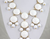 NEW Bright White Bubble Bib Necklace,Bubble Necklace, Bubble Jewelry Bubble Necklace(FN0631-Bright  white)