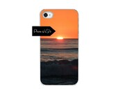 iphone case, sunset photography, beach photography, orange peach blue gold sun, waves crashing ocean sea water sand, california, fall