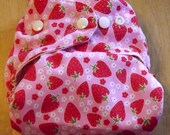 One Size Pocket Diaper - Strawberries on Pink