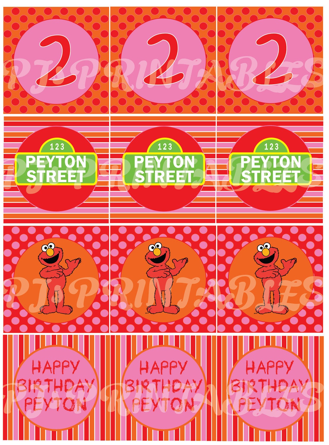 Elmo & Sesame Street inspired Cupcake Toppers- Customized Digital File Il_570xn