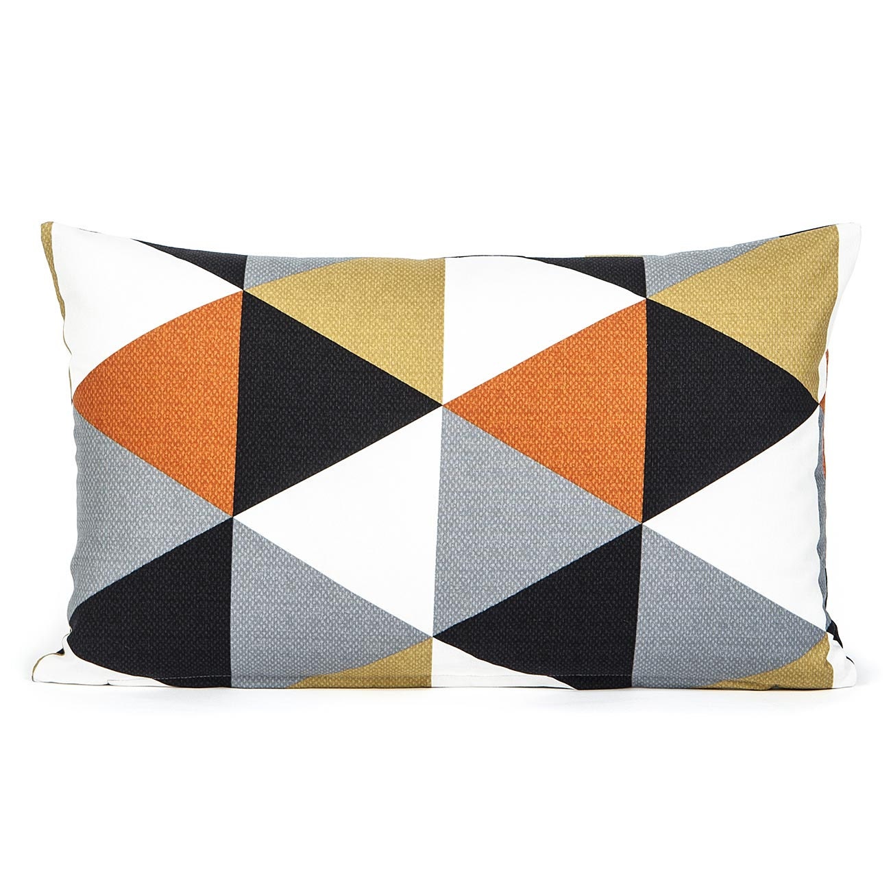12" X 20" Modern Black, Gray & Persimmon Triangle Pattern Oblong Pillow Cover - BHDecor