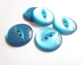 5 Vintage 1960s Turquoise Fisheye Buttons