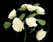 White Miniature Rose Bunch Paper Flower Wedding Anniversary Bouquet Valentines Centerpiece Custom Made to Order