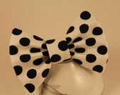 Black on white polka dot bow