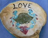 Hand Painted Sea Shell Crab Love by Sally Tia Crisp