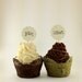 Sweet & Simple Pearl Cupcake toppers - Sweet, Yum, I do, Love - Wedding, Bridal Shower or custom birthday, tea party , etc.