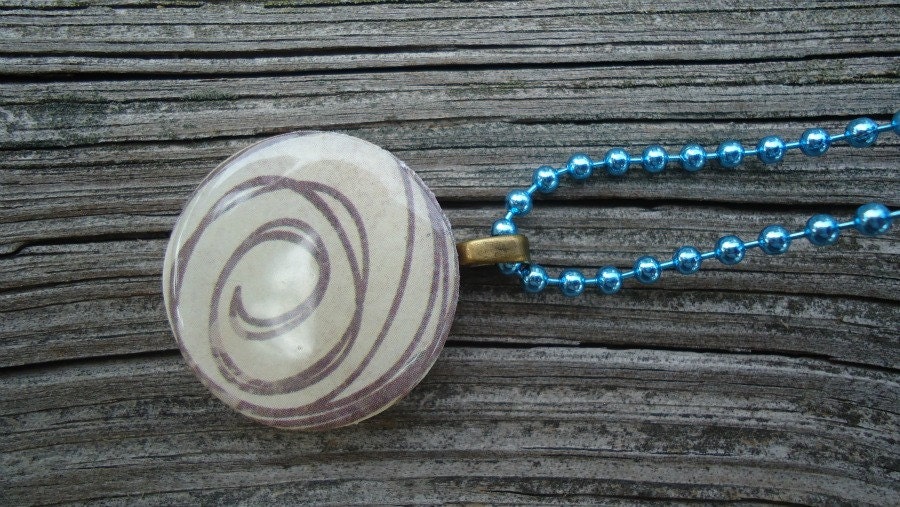 Brown Swirls With Tan, Wood Tile Necklace