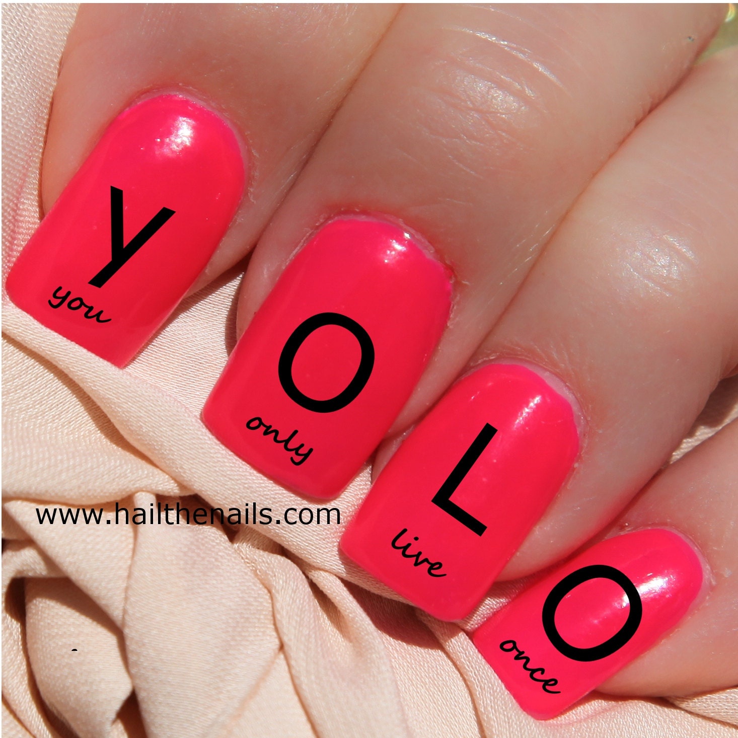 Black YOLO Nail Art Water Transfer Decal 'You Only Live Once'