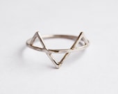Three Spikes Ring, Sterling Silver, Geometric Triangle Ring, Three Silver Spikes Ring, Thin Ring