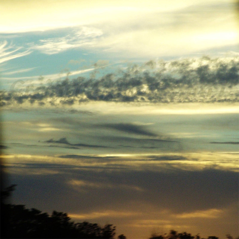 SUNSET - Smoke Clouds- North Carolina - Blank Inside Greeting Card - Photo Print