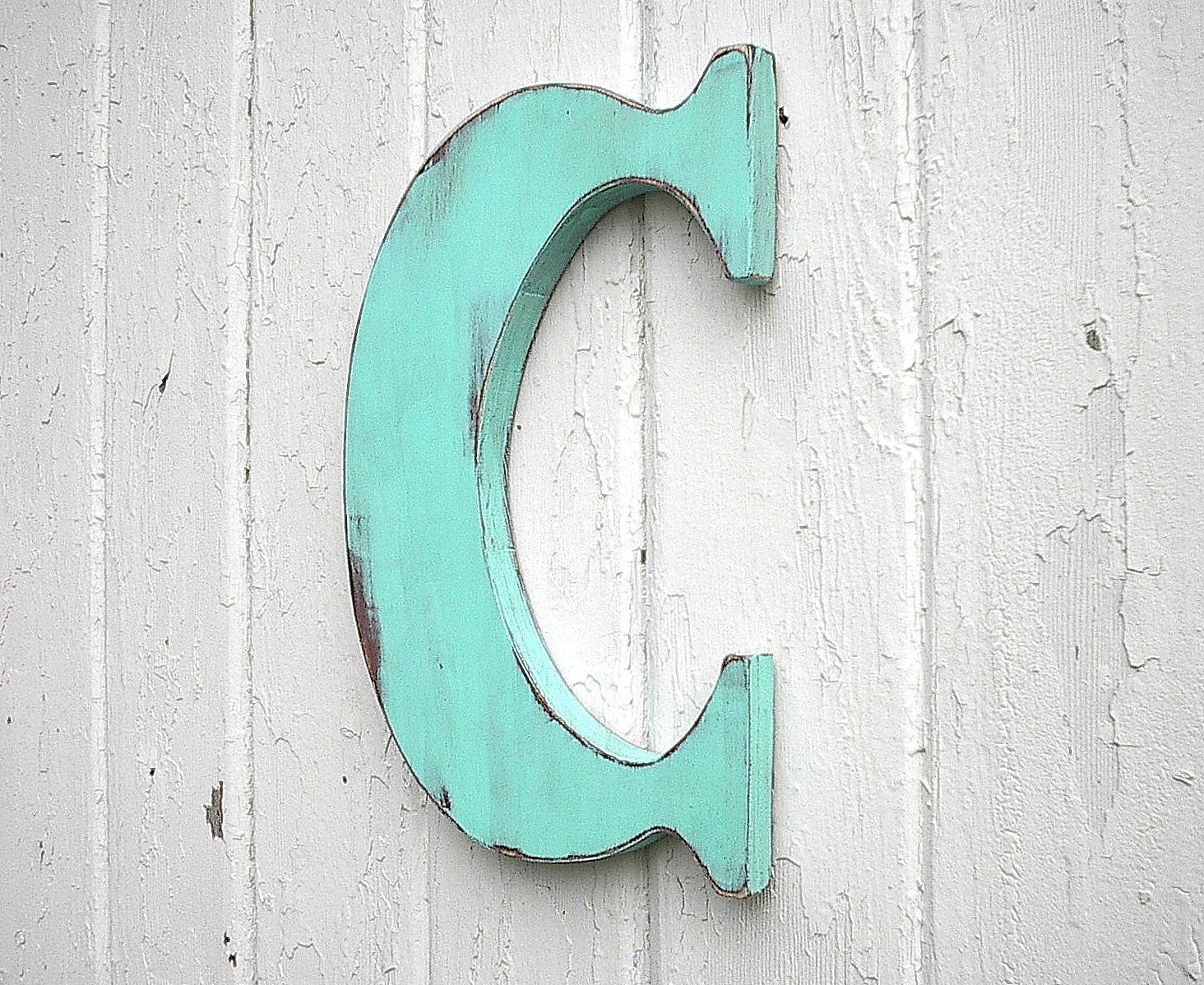 Rustic Shabby chic Letters "C" 12 inch Wall Hanging Kids wall art Initial Alphabet Cabin cottage decor