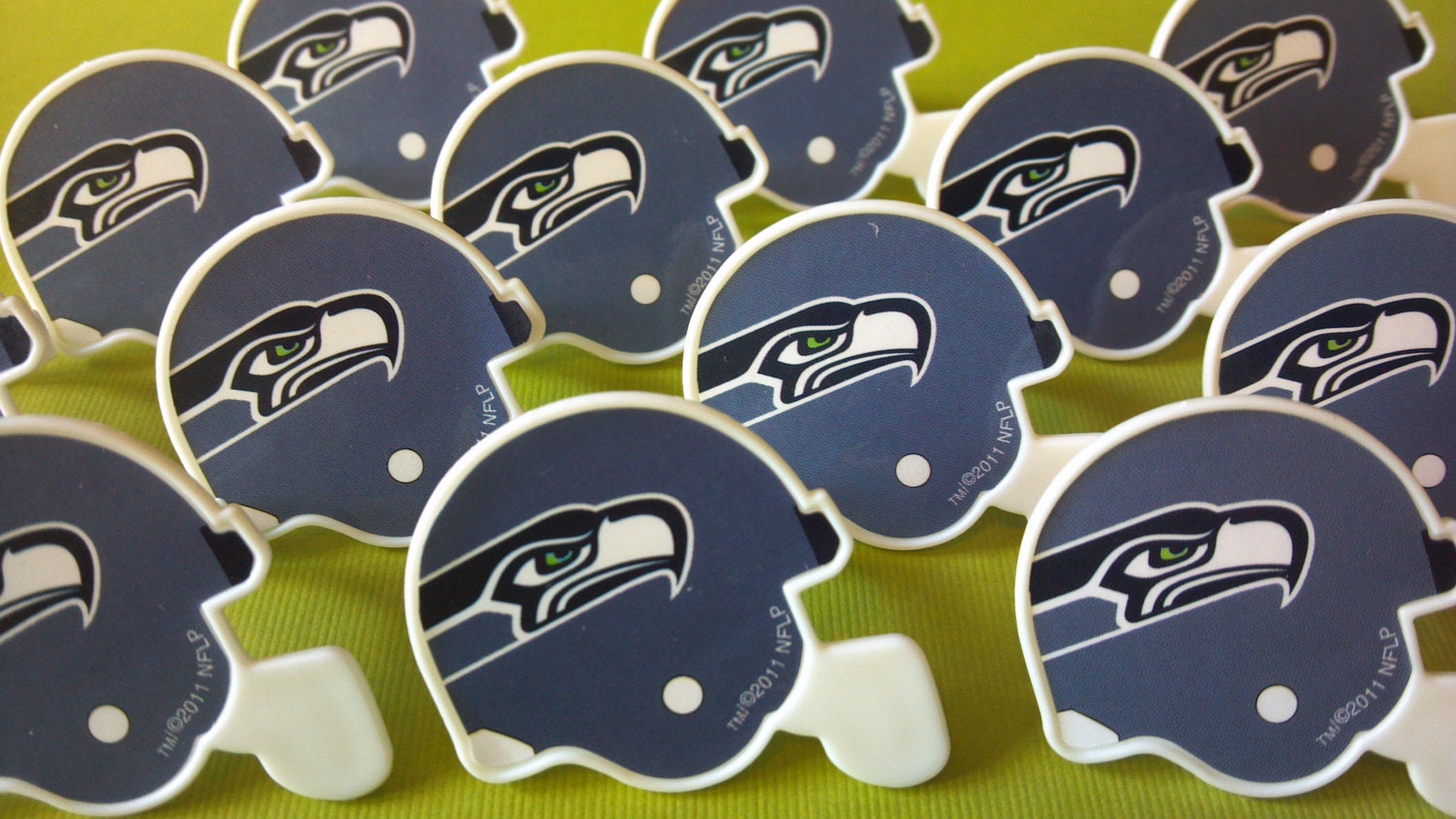 Seattle Seahawks helmet cupcake rings picks cake toppers, football fan birthday, tailgate party, fall sports super bowl, team bachelor