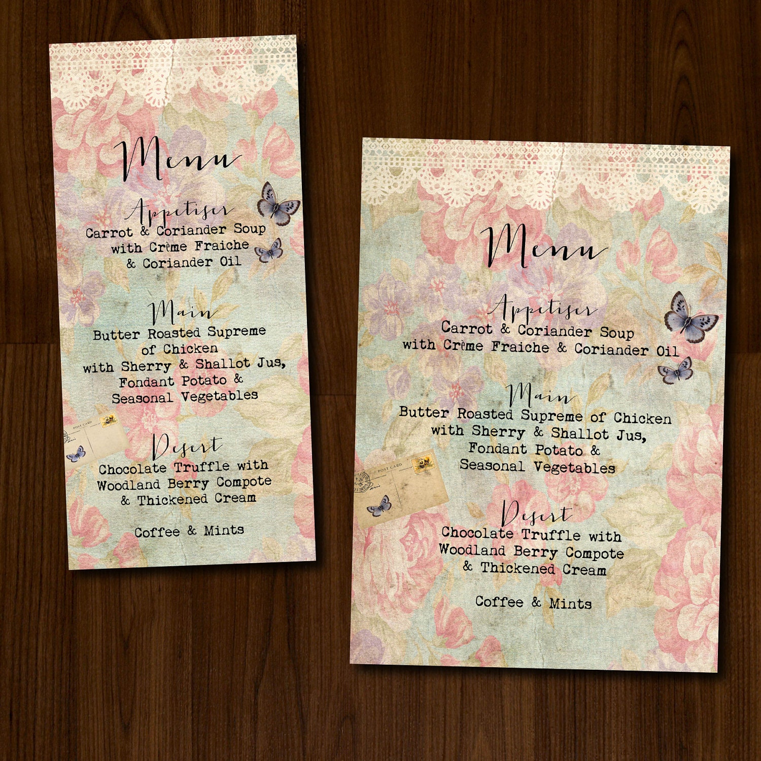Rustic, Lace, Floral and Butterfly DIY Printable Wedding Menu Il_570xn