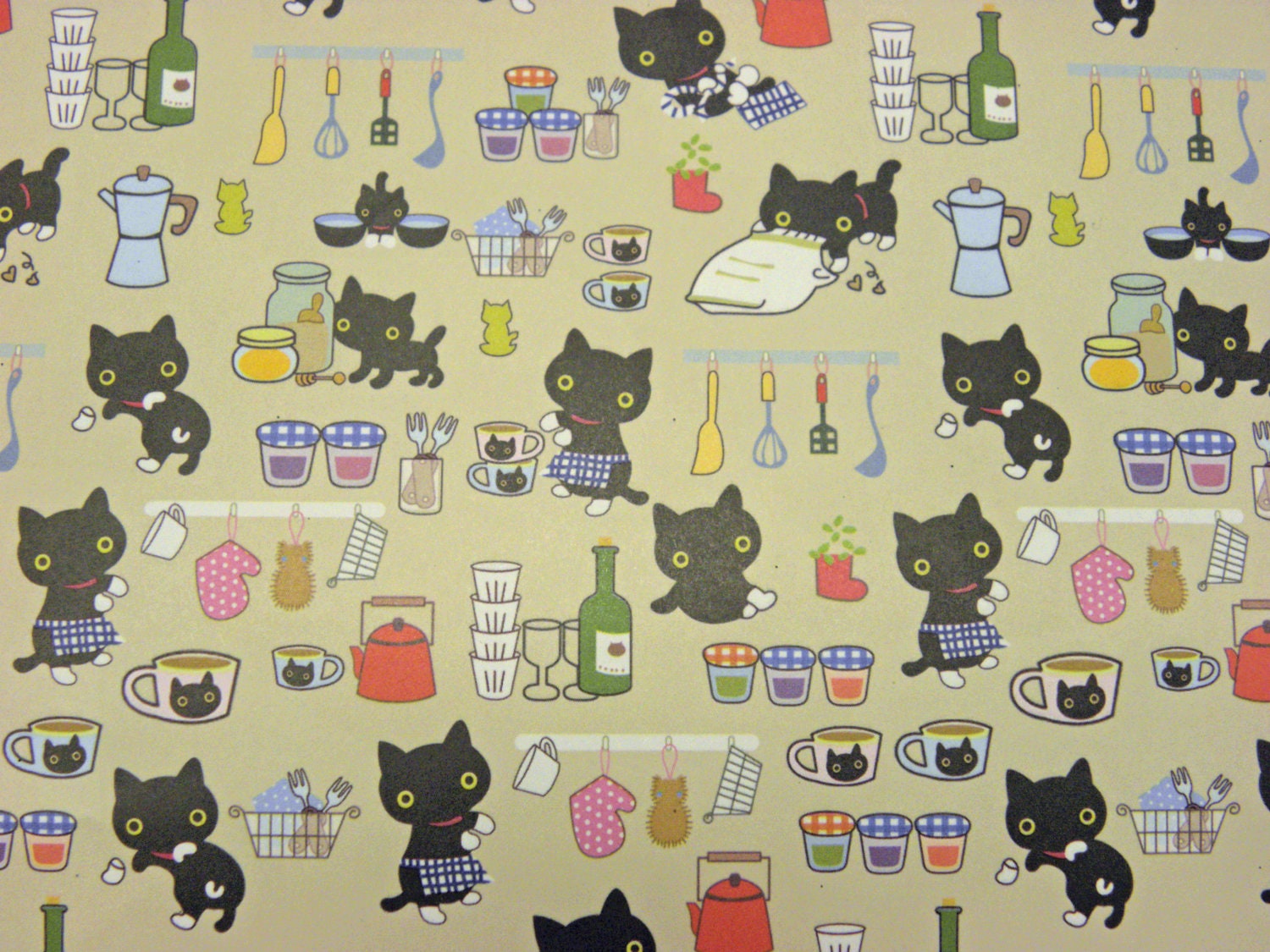 Buy cheap cute gifts - Gift wrapping Paper Imported Cute cats in the Kitchen 2 sheets 21" X 29 1/2"  Inch