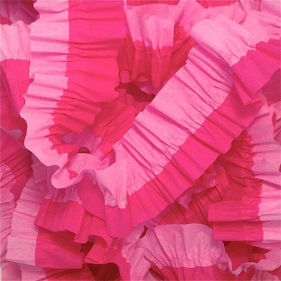 Pink and Bombay Pink Ruffled Crepe Paper Streamers - Party Decoration - Craft and Party Supplies Il_570xn