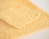 Hand Knit Bright Pastel Yellow Wash Cloth and Face Scrubber Set