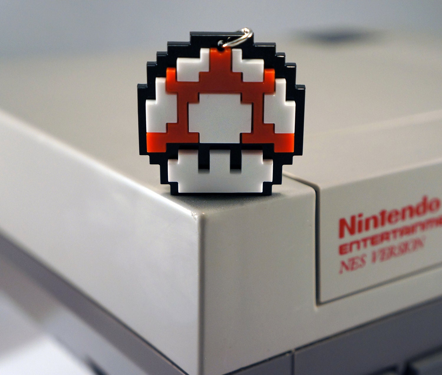 8-Bit Mario Mushroom Acrylic Plastic Necklace Charm