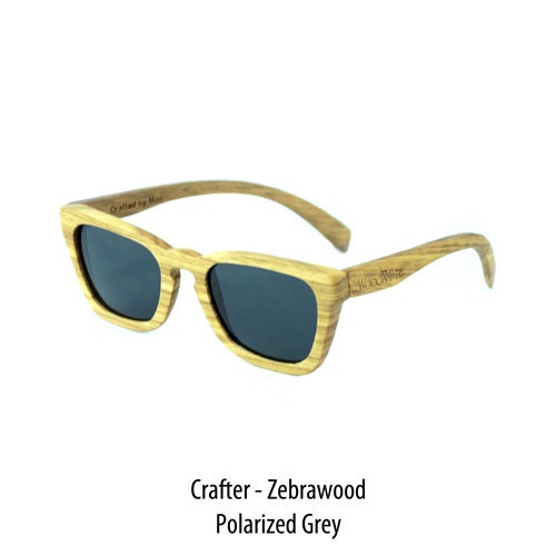 WoodRoze Wooden Sunglasses // Zebra Wood // Polarized Grey Lens //  Crafter