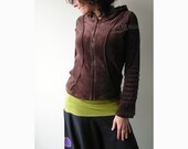 Cotton Velvet  Brown Pixie Hoodie - Psy Jacket - Tribal - Goth - Elf - Gothic - Hood - Brown - Women