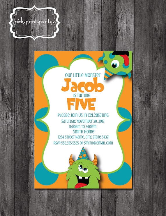 Little Monster Birthday Invitation - DIY - Printable