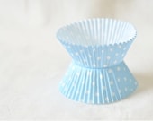 Cupcake Muffin Liners - Light Blue & White Polka Dots x 20 - BacktoZero