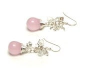 Wire wrapped earrings / dangles: Soft pink wire-wrapped crystal drop earrings (fall trends/ gifts for her / wedding / bridesmaid) - KMBerlin