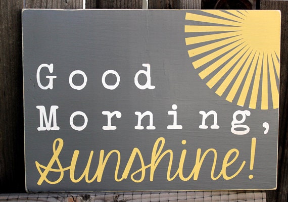 Good Morning Sunshine Wood Typography Sign 11x16