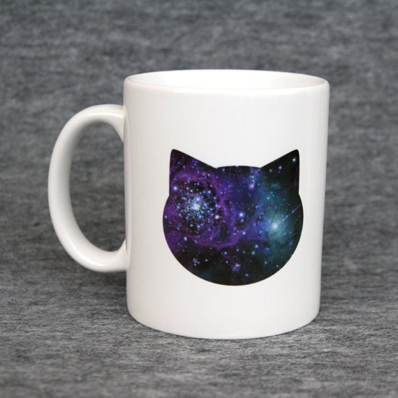 Classic mug with galaxy cat print - blue & pink