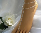 AB Barefoot Sandal with Matching Anklet - Wedding - Bridal Foot Jewelry
