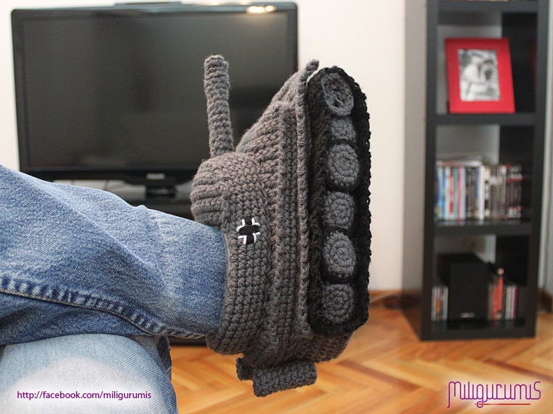 Tiger 1 Tank -  Panzer Crocheted Slippers