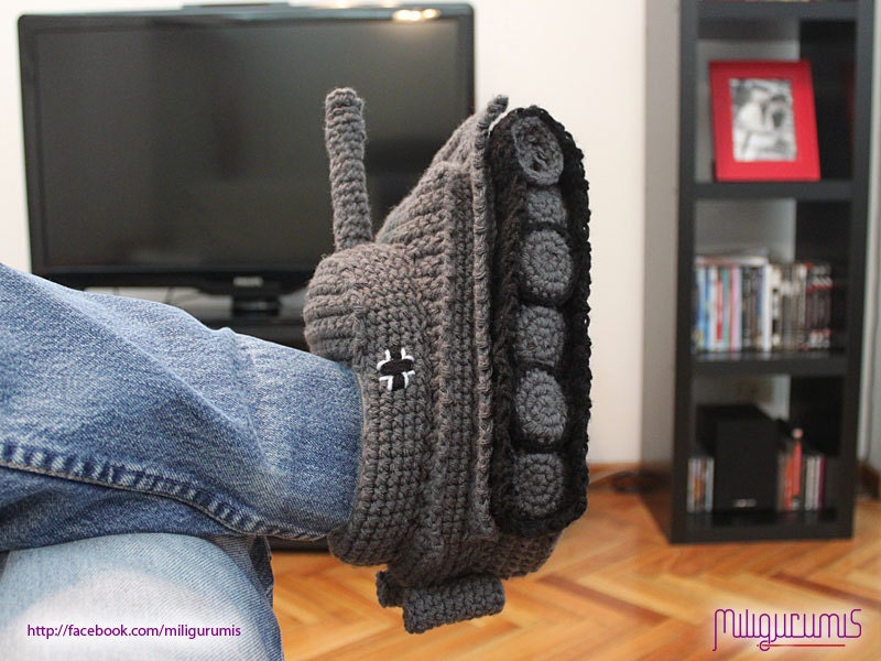 Tiger 1 Tank - Panzer Crocheted Slippers