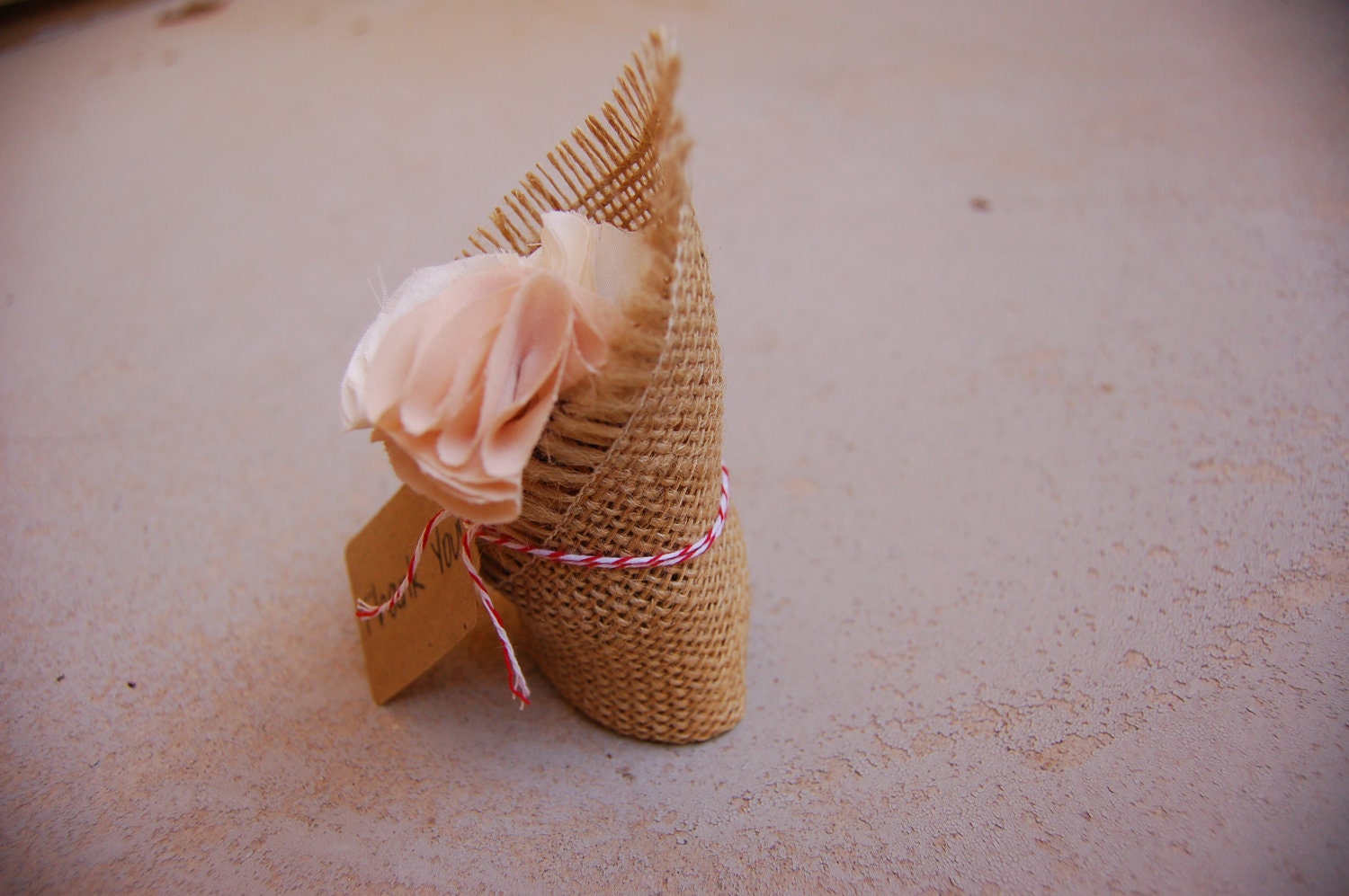 Mother's Day Gift - Thank You Burlap Sacks Gift Envelopes - with Fabric Flower Cork Planters - Wedding Favors