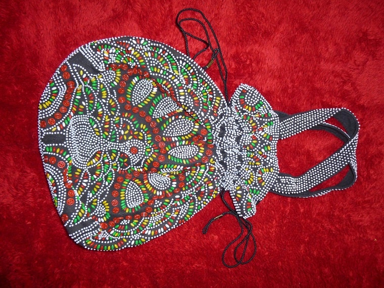 70's large beaded tote
