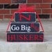 Nebraska Cornhuskers wood block set Go Big Red college football baseball basketball volleyball home decor
