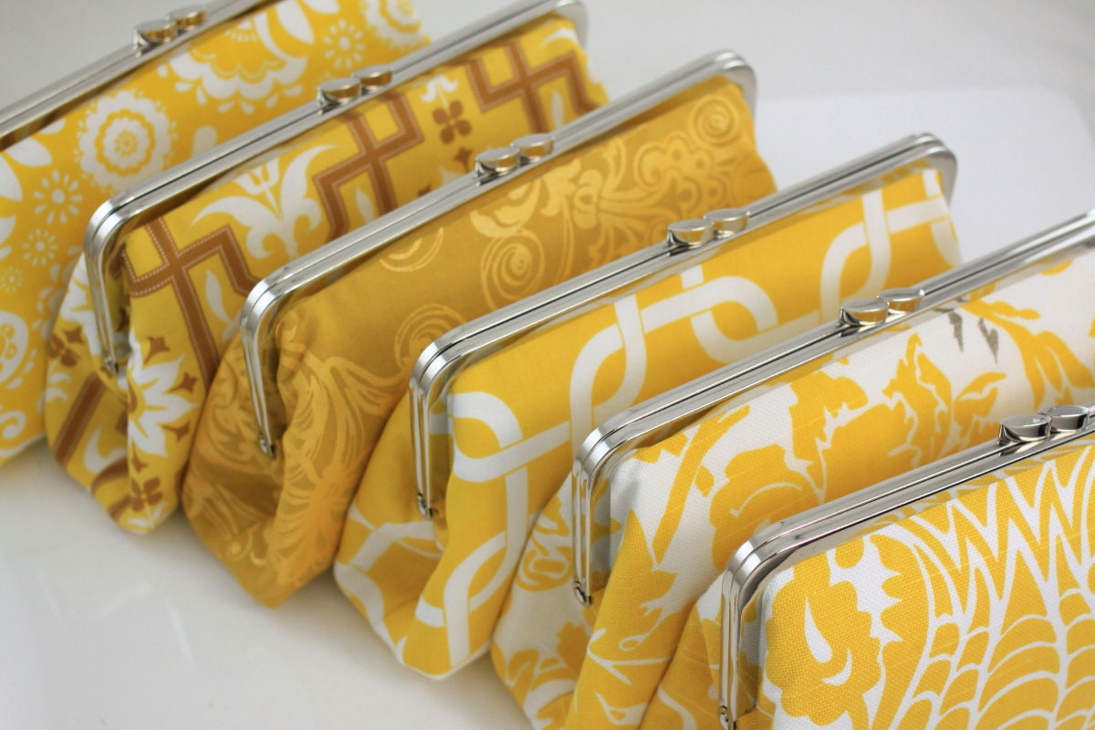 Set of 8 - 8 inch XL Bridesmaids Clutches -- Yellow