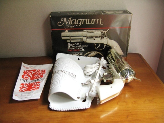 Unused Vintage 357 Magnum Hair Dryer, Made by Jerdon, Gun Blow Dryer, Pistol shaped Hairdryer, Revolver