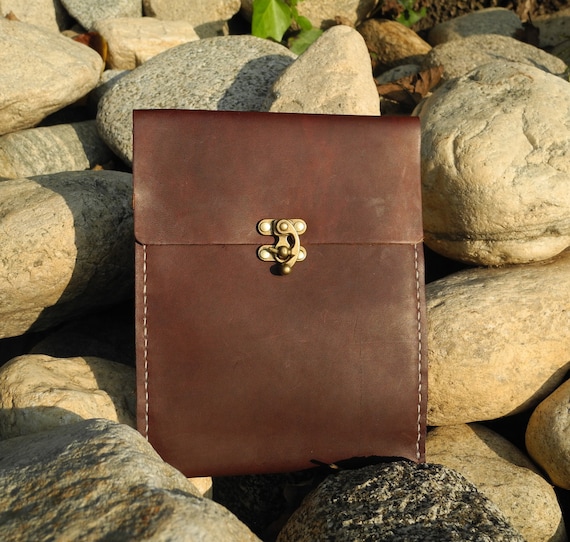 Premium Leather iPad Mini Case, iPad Mini Cover, iPad Mini Pocket, iPad Mini Bag with Lock - Bordeaux