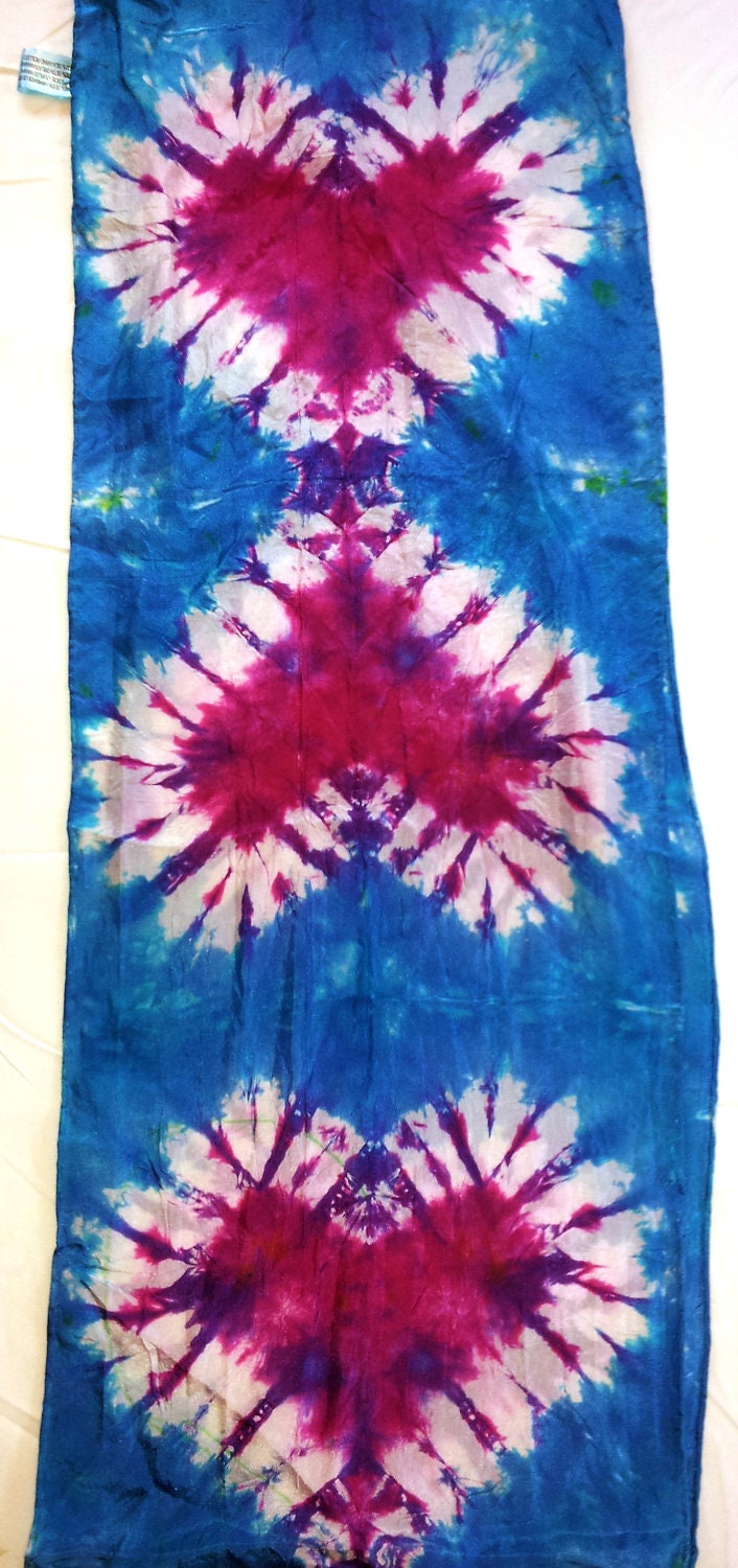 Heart Tie Dye Silk Scarf 11"x60"