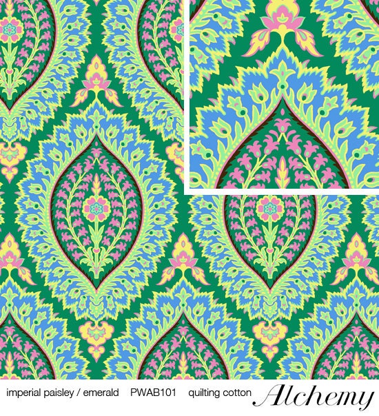 Amy Butler Alchemy Imperial Paisley in Emerald 1/2 meter