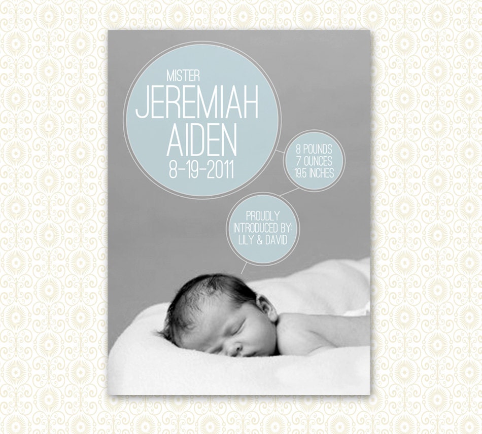 Birth Announcement - 5 x 7 Simple Modern Circles - Digital