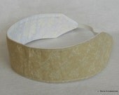 Women's Headband, Creme and White Floral Print Reversible Wide Headband
