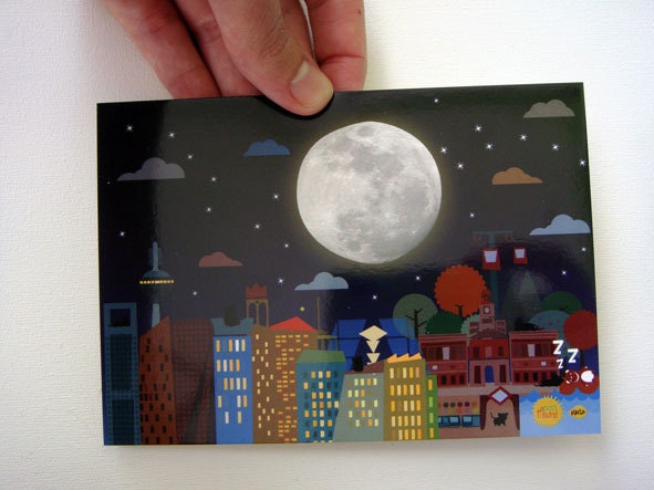 Postcard madrid night full moon card madrid - MiPetitMadrid
